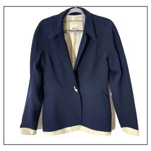 Y2K Cache Blazer 8 Navy Gold Pearl‎ Button Snake Sports Jacket Office Business